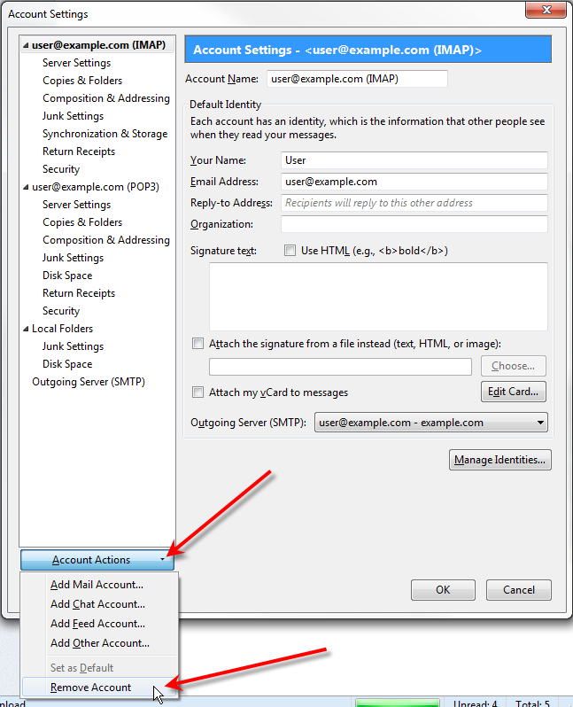 Remove IMAP Account in Thunderbird