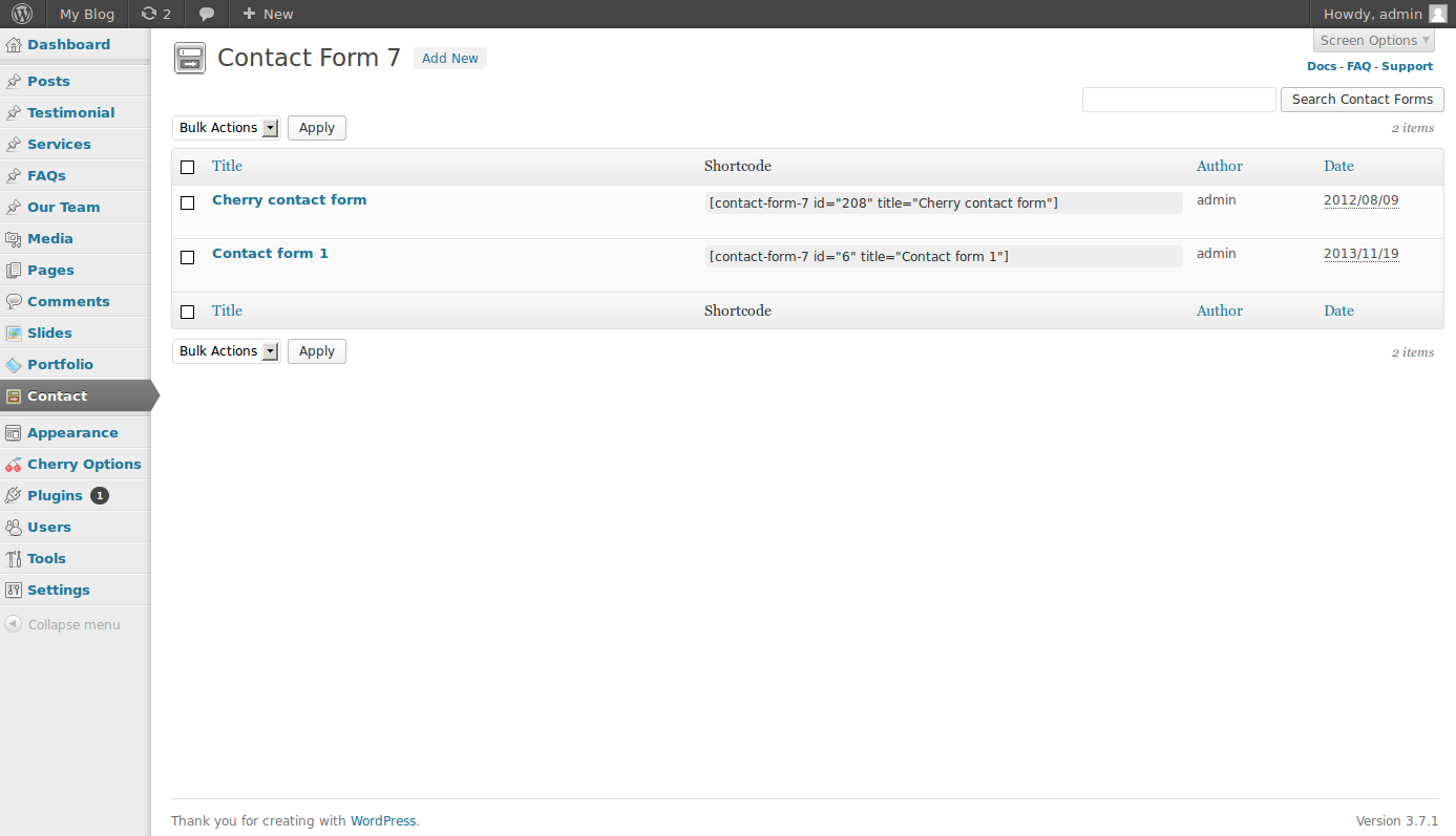 working with contact forms