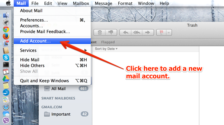 Add new mail account option
