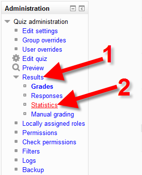 Selecting results in Moodle menu