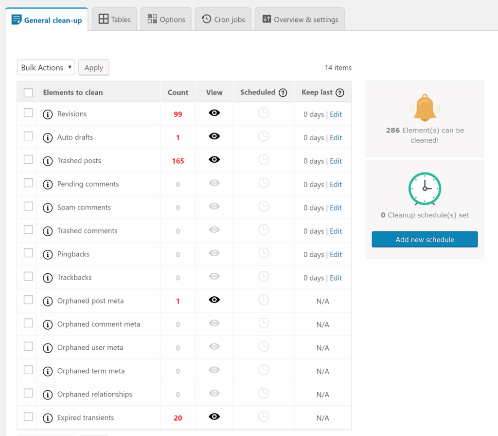 Screenshot of Advanced Database Cleaner