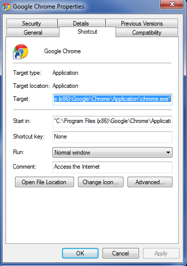 Google Chrome Shortcut tab