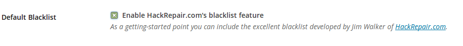 Default blacklist