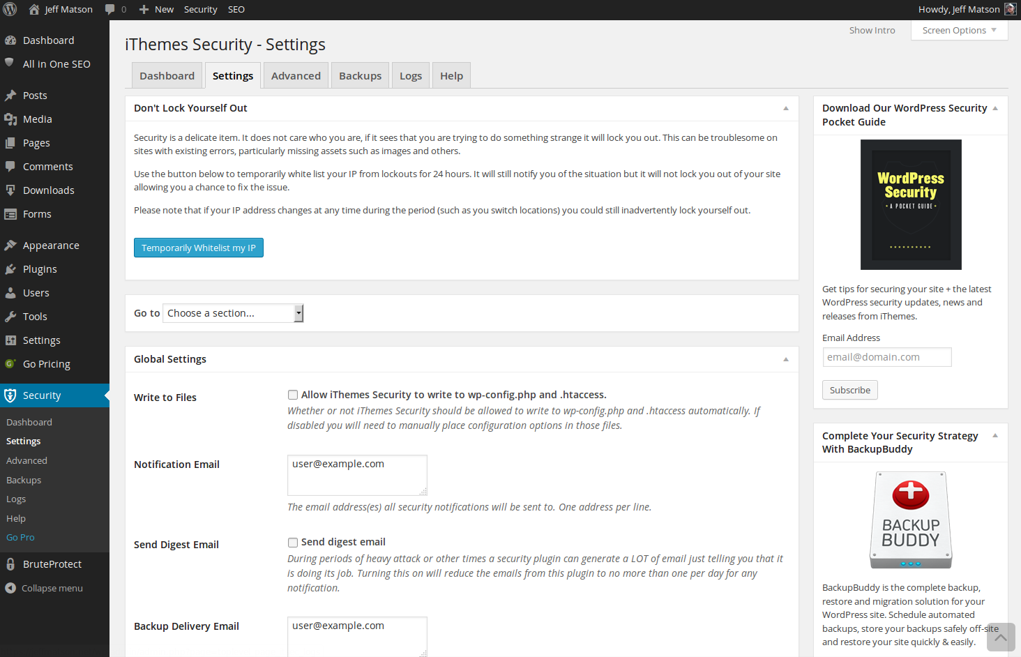 iThemes Security Settings