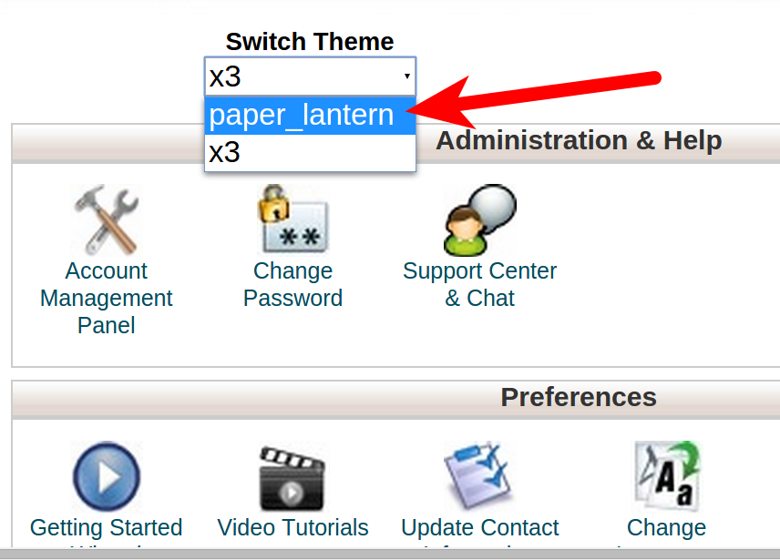 Select paper_lantern cPanel Style
