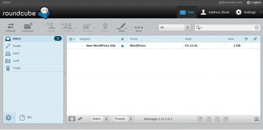 Example of Roundcube webmail