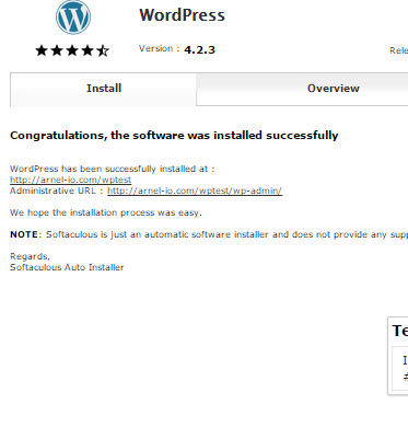 Completed WordPress install URLs