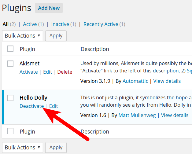 Disabling WordPress Plugins