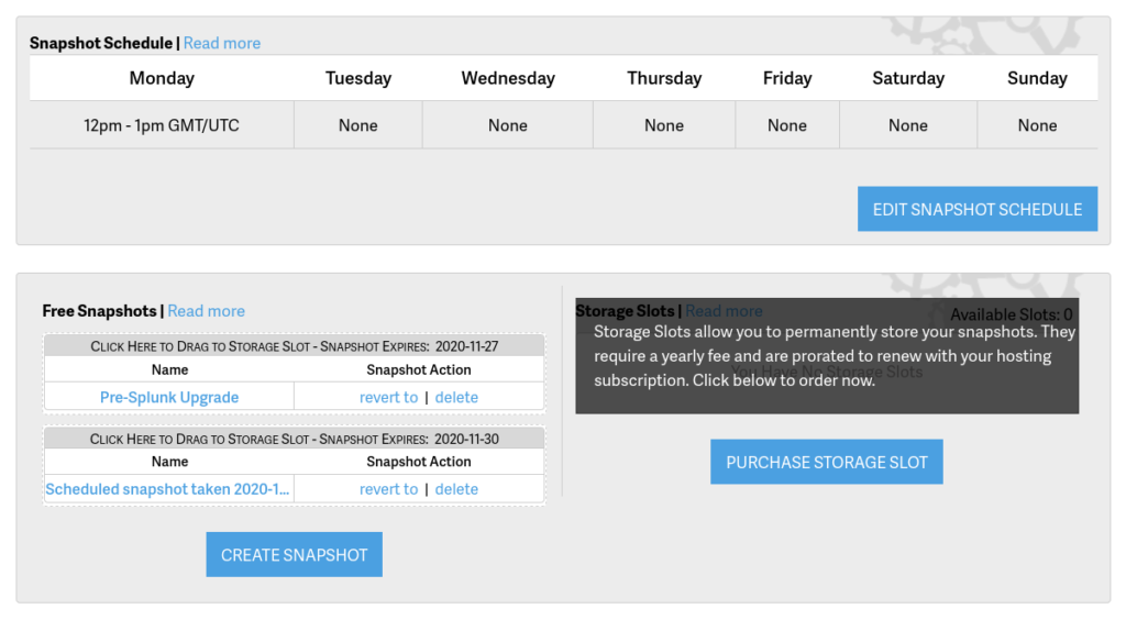 Managed VPS snapshot scheduling