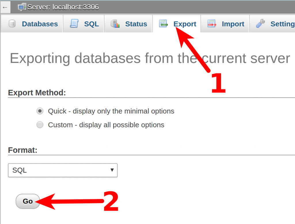 Exporting your Database for Transfer