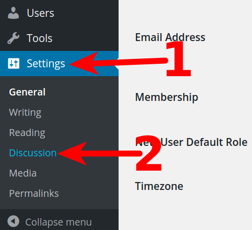WordPress Dashboard Discussion settings