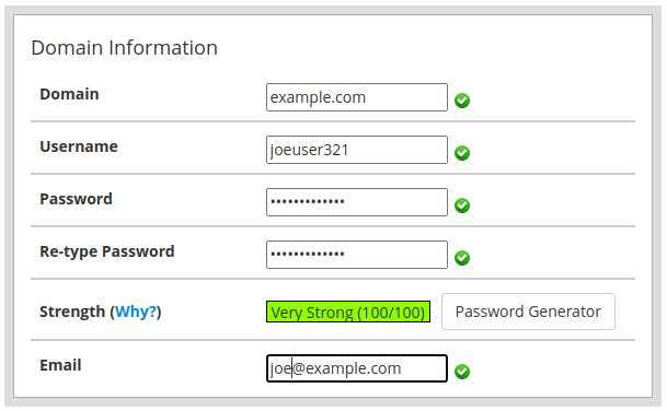 Create cPanel Account in WHM - Domain Information