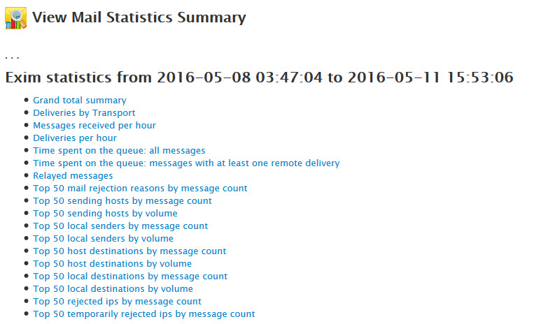 Mail Stats Summary in WHM Email Troubleshooting