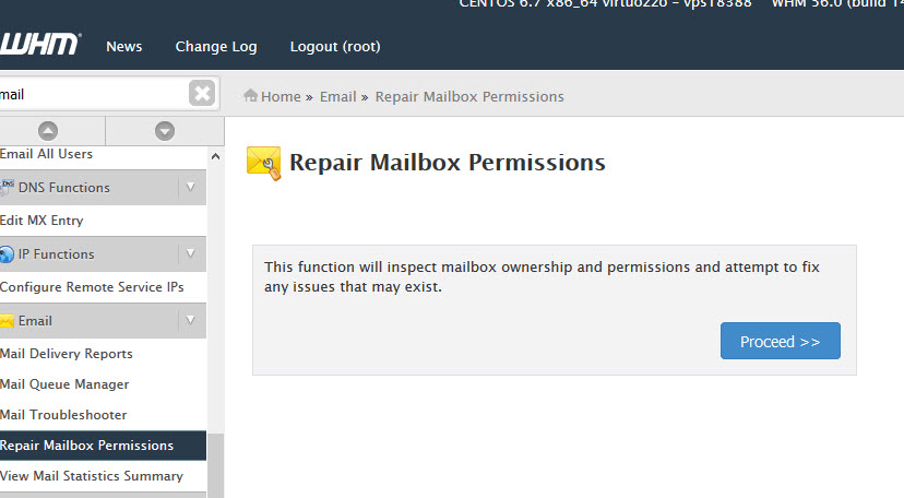 Repairing Mailbox Permissions in WHM