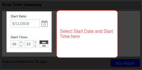 Selecting Start Date & Time For Sent Summary Report in WHM