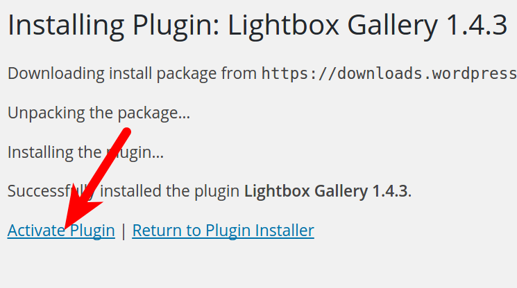 Activating the Lightbox Gallery Plugin
