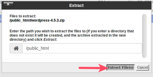 extract file in cpanel