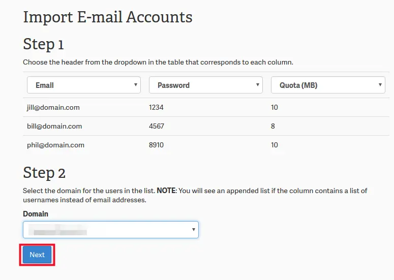 importing email confirm