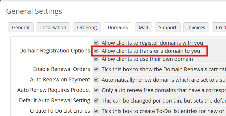 Enabling Domain Transfers