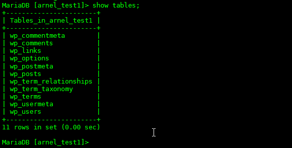 show tables command