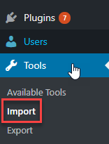 select Import from menu