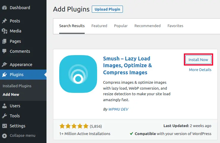 Installing Smush Plugin For WordPress