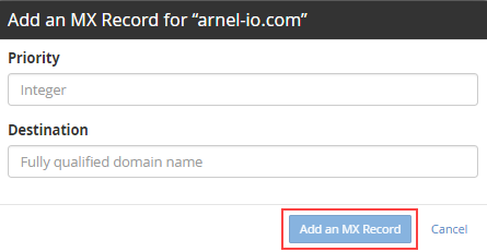 Click on Add MX record to save