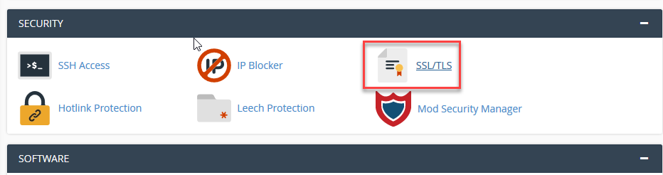 Go to the Security section to select SSL/TLS