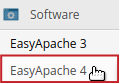 WHM Software EasyApache 4 menu option highlighted