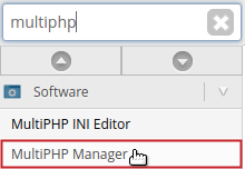 WHM Software MultiPHP Manager menu option highlighted