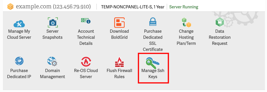 InMotion Hosting Manage SSH Keys AMP