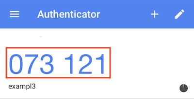 iOS Google Authenticator App Example Screenshot Security Code highlighted.