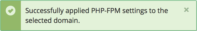 Successfully updated PHP-FPM Settings notification.