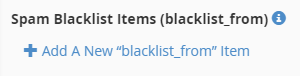 Add A New blacklist_from Item link displayed.