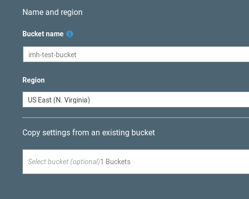 Bucket name and region settings