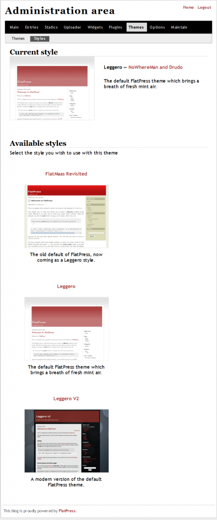 Leggero theme styles