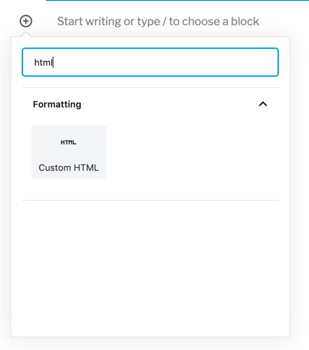 Find the Custom HTML block
