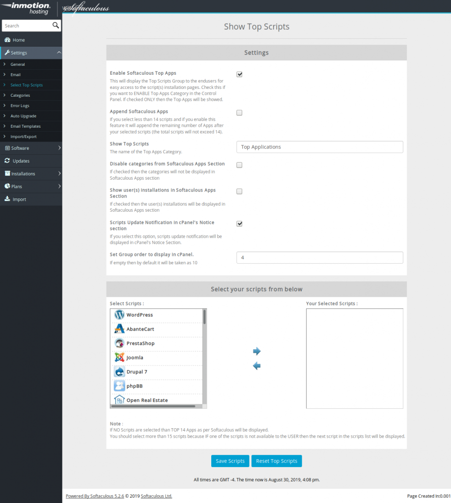 Customize Softaculous Top Scripts