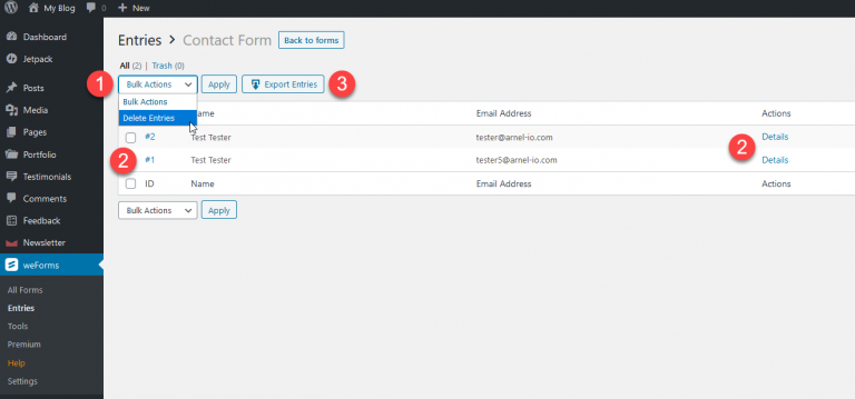 Learn How to Manage Form Submissions in weForms | InMotion Hosting