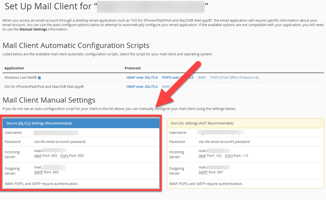 mail client settings