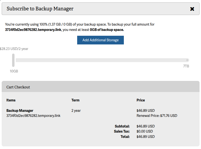 Subscribe to Backup Manager screenshot