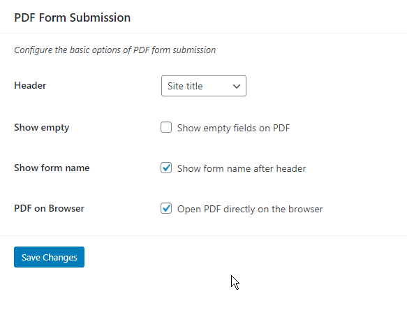 PDF Form Submission module - settings