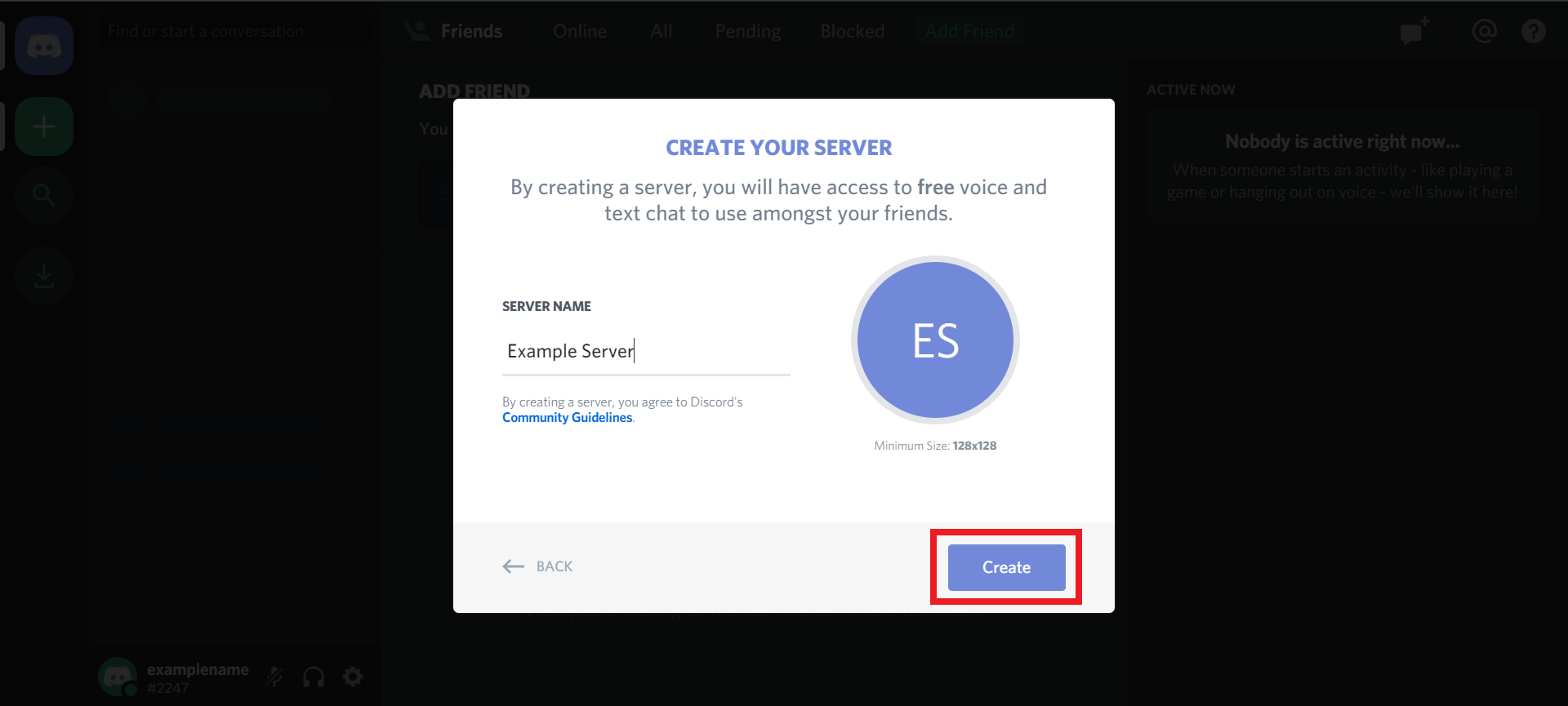 create a discord server