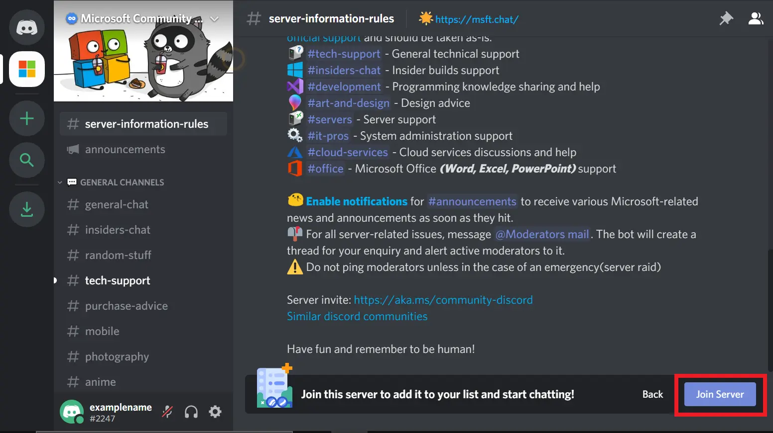 Microsoft Discord