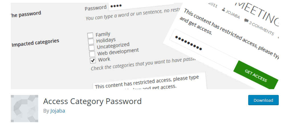 Password protect WordPress blog categories