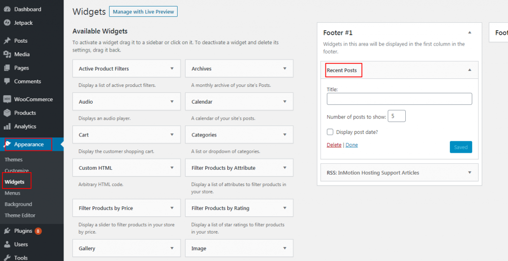 Adding recent posts widget to wordpress