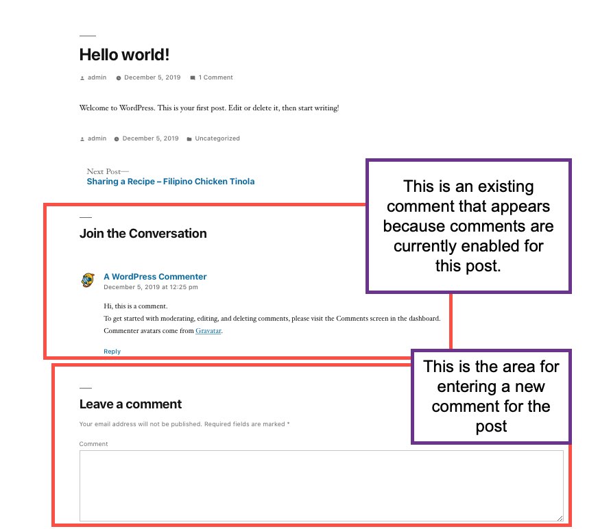 Example of a WordPress comment