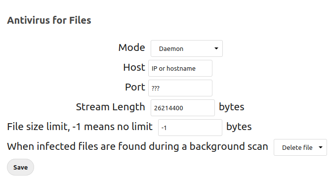 Antivirus for Files Daemon mode