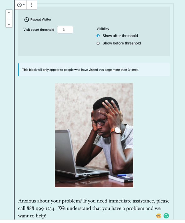 Example of Jetpack's Repeat Visitor block