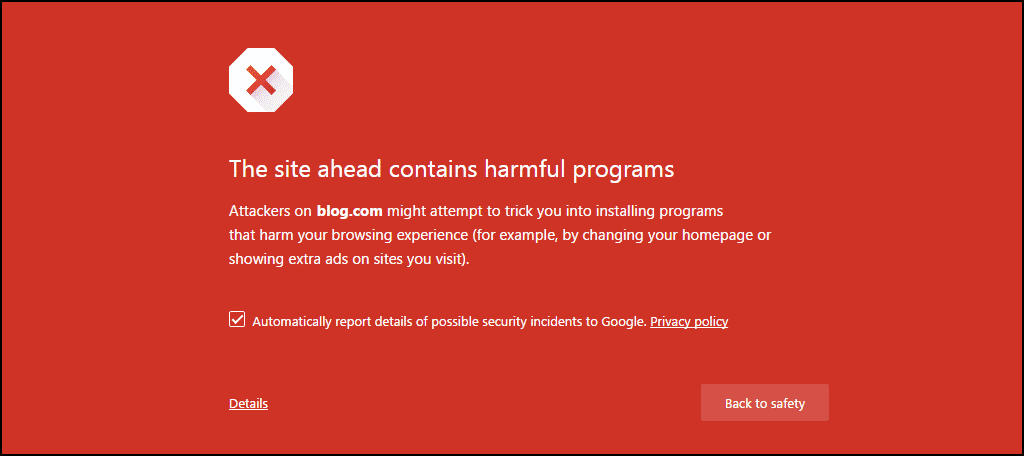 Sample Warning Page